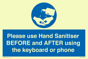 Please use Hand Sanitiser BEFORE and AFTER using the keyboard or phone